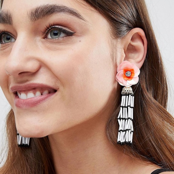 ASOS Sunburst Flower Tassel Earrings - Picture 2 of 5